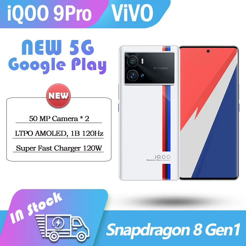 Original ViVO iqoo 9 Pro 5G smart phone Snapdragon 8 Gen1 google play 120W Flash Charger 6.78" 120Hz LTPO AMOLED 50Mp Main Camer