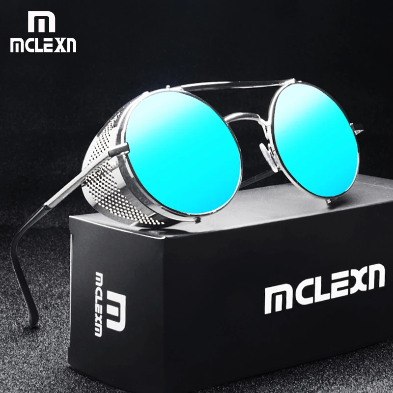 MCLEXN ретро солнцезащитные очки в стиле стимпанк круглые стиль СТИМ панк щитки