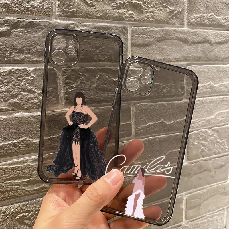 

Camila Cabello Phone Case For iPhone 7 8 11 12 X XS XR MINI Pro Max Plus Retro Black Grey clear transparent