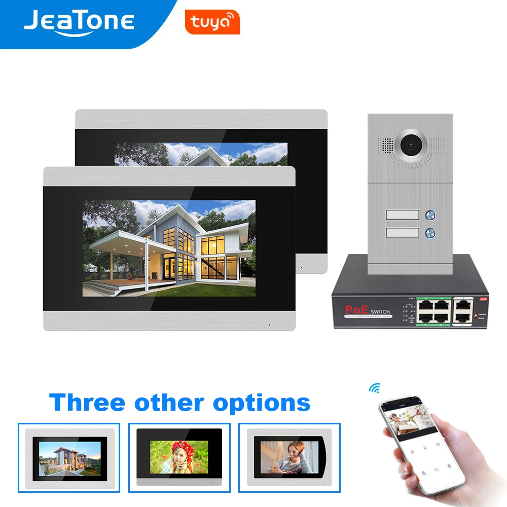 Видеодомофон JeaTone 720P Wi Fi IP для 2 х этажных квартир/8 зонных систем сигнализации