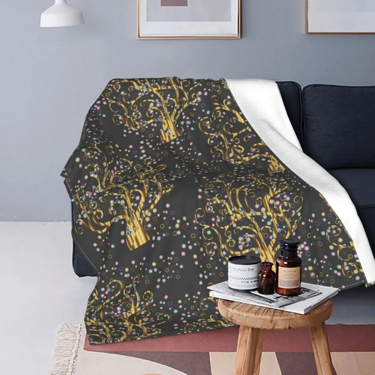 

Рандомный теплый плед Gustav Klimt с абстрактным деревом жизни Пледы для постельного белья диван покрывало