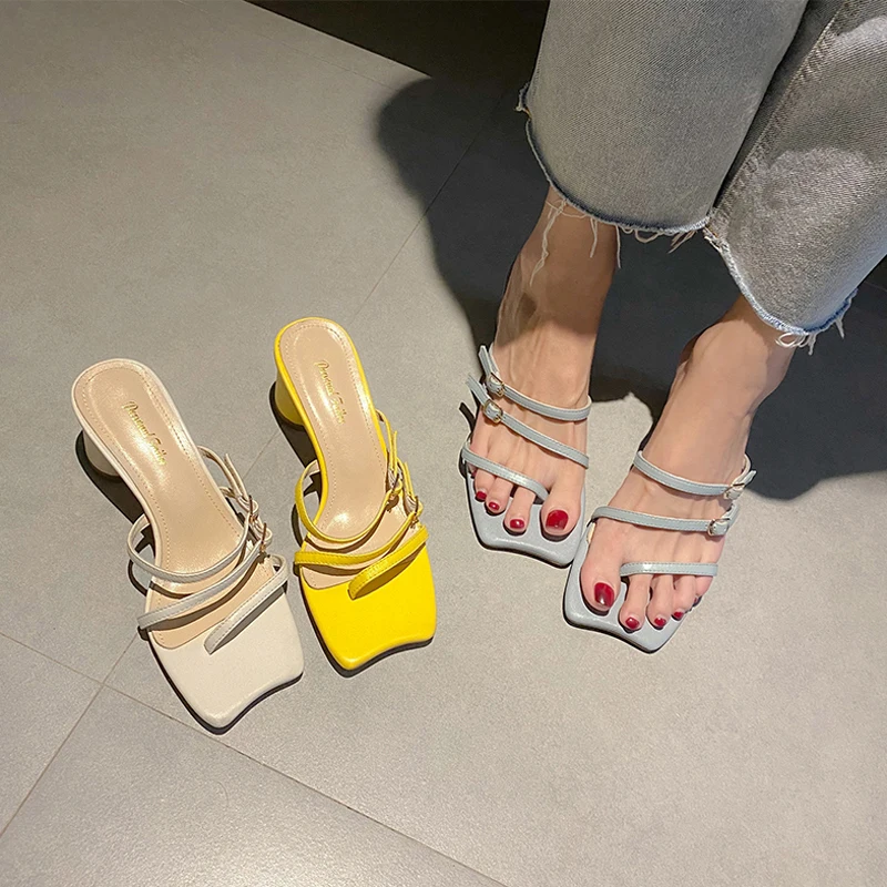 

QZYERAI Women Slippers Sandals 2021 Summer 5.5cm High Heels Shoes Woman Slippers Summer Sandals Casual Shoes Genuine Leather