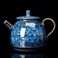 300ml ceramic teapot kiln changing tianmu glaze make tea pot handmade pot household kung fu tea set accessories