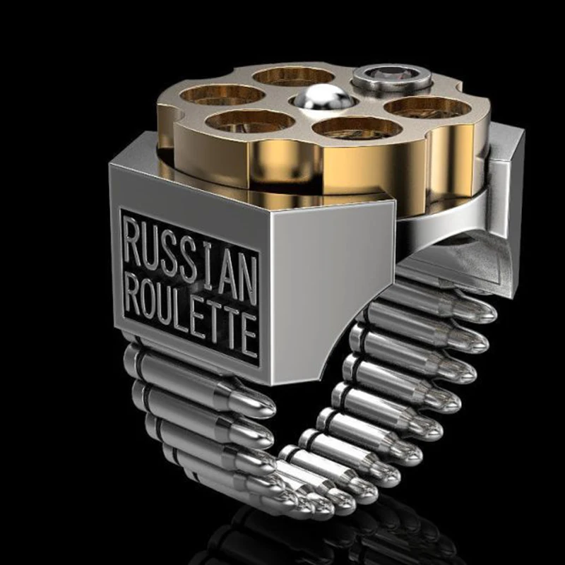 

Fashion Punk Men Two Tone Finger Rings Irregular Silver Color Robot Pistol Bullet Rock Party Jewelry for Male Party Best Gift