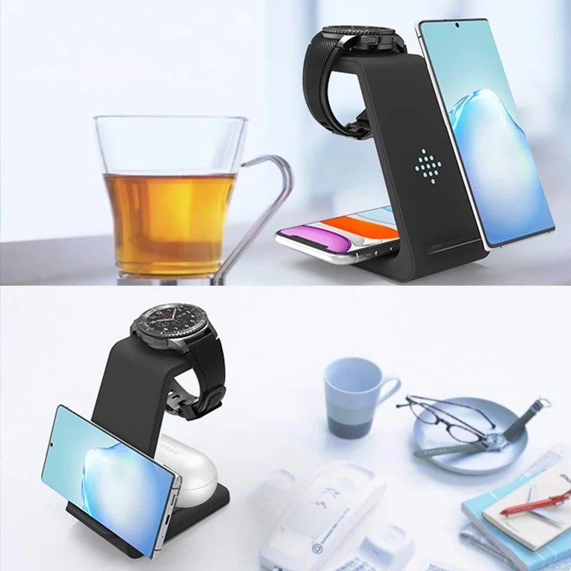 3 in 1 wireless charger station for samsung note 20 s21 iphone 15w fast charge charger for galaxy watch gear s4 s3 s2 buds live free global shipping