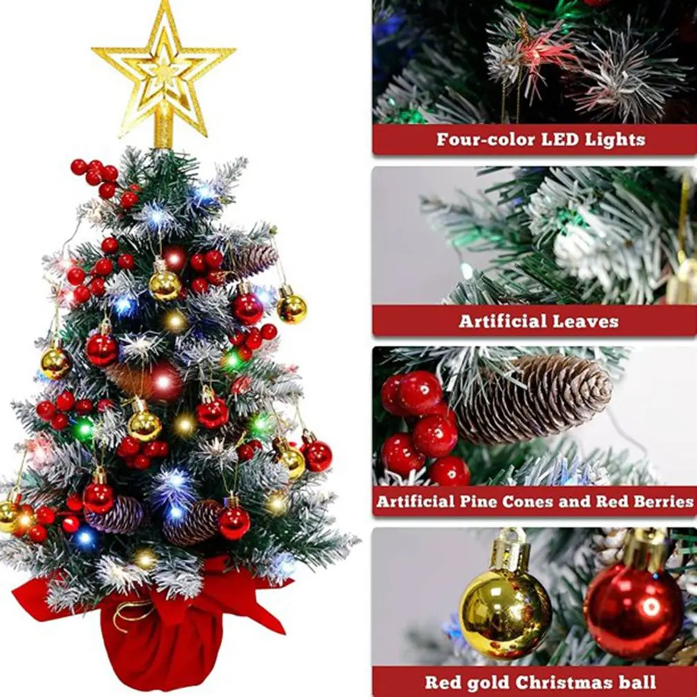 

Christmas Tree with LED Light 60CM Mini Table Gift Xmas Tree Artificial Desktop Luminous Christmas Tree Navidad Ornament