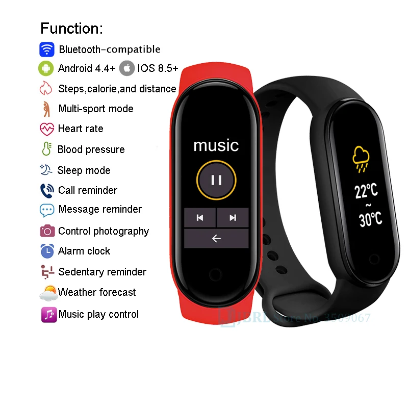

M6 Smart Watch Women Men Smartwatch Fitness Sport Bracelet For Android iOS Smartband Waterproof Electronic Clock Smart-Watch