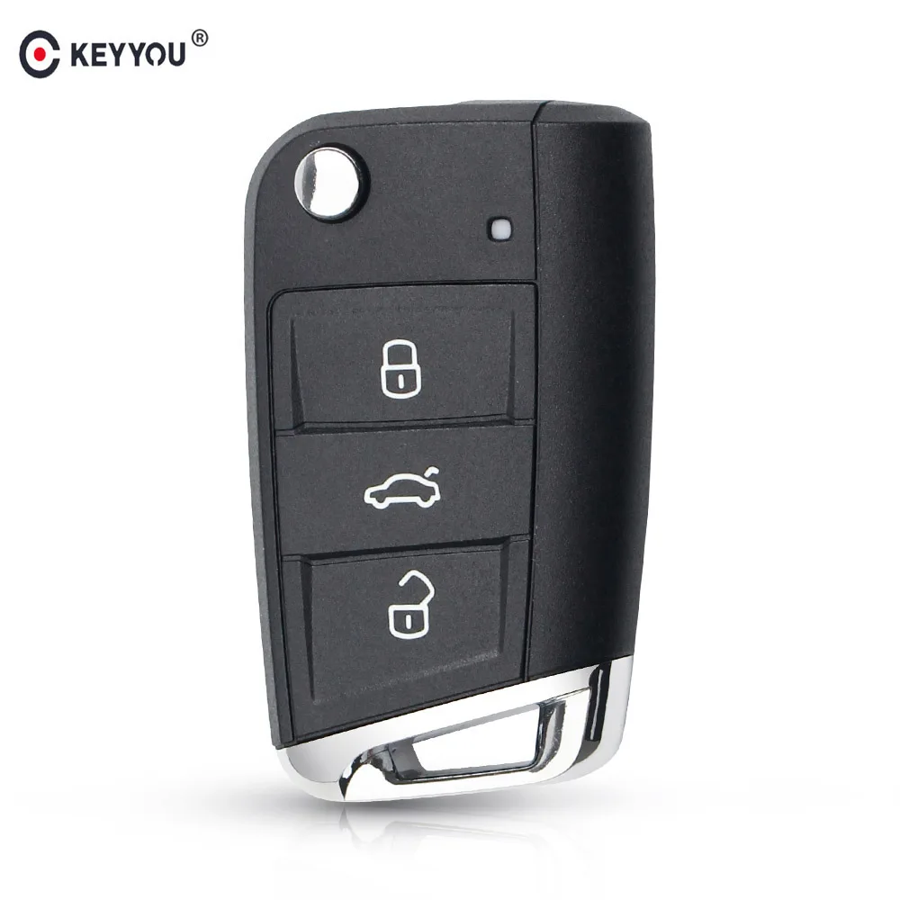 Раскладной чехол KEYYOU для автомобильного ключа-пульта с 3 кнопками Volkswagen Passat Golf 7 MK7