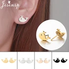 Jisensp маленькие серьги в виде животных для женщин, из нержавеющей стали, милые серьги-гвоздики в форме Кита, украшения, серьги, подарок Вечерние