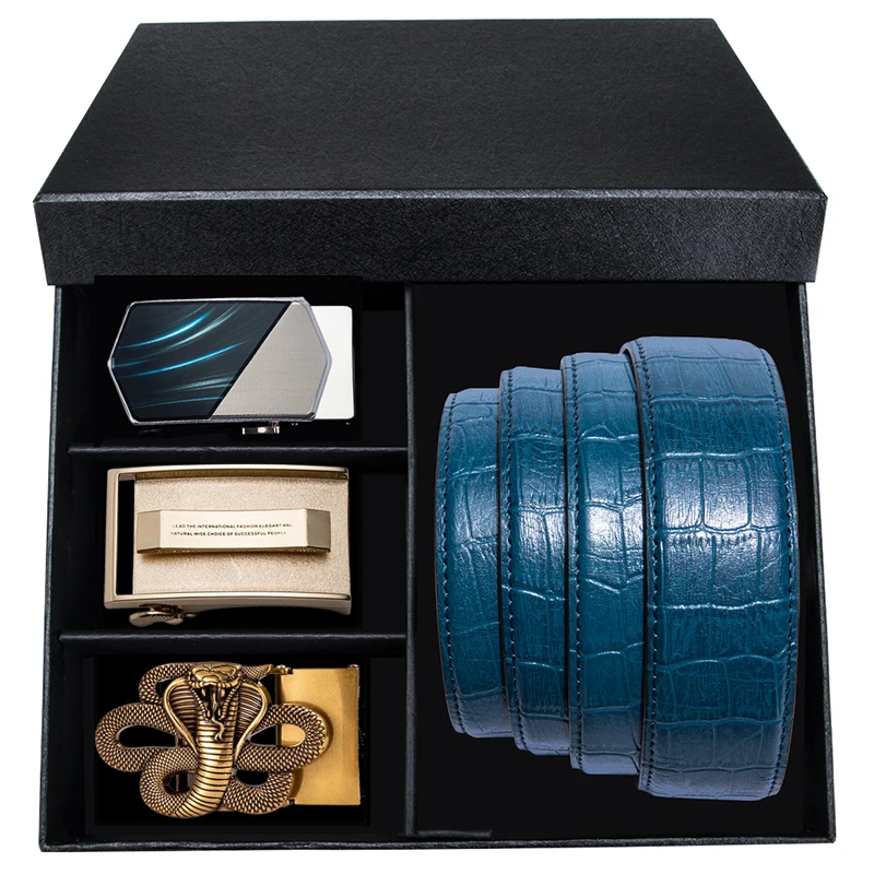 Ремень Hi Tie мужской с автоматической пряжкой люксовый бокс из натуральной