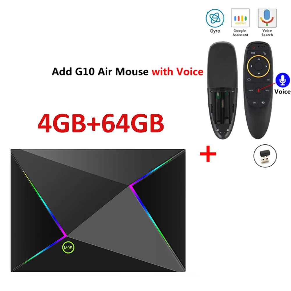M9S Z8 Smart Tv Box Android9.0 2,4G wifi LAN 10/100M 6K HD телеприставка 4 ГБ 32 ГБ/64 ГБ 3D 2,4G беспроводная мышь Youtube медиаплеер - Цвет: 4GB 64GB add G10