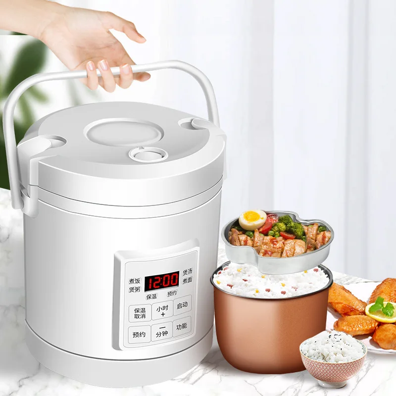 

12V 24V Mini Rice Cooker Car Truck Soup Porridge Cooking Machine Food Steamer Electric Heating Lunch Box Meal Heater 1.6L
