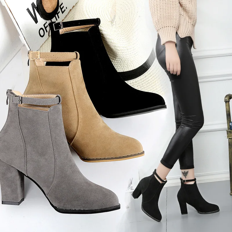 Европейские Брендовые женские ботинки Осень Зима Новые мартинсы на высоком