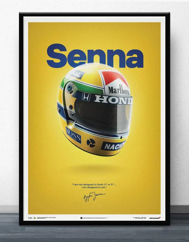 Постер и принты Горячие Ayrton Senna F1 формула mlaren чемпион мира стены искусства холст картина Современная для декора дома комнаты - Цвет: Orange