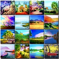 landscape diy abstract digital painting by numbers with frame wall art canvas acrylic painting unique gift home decor adults kit