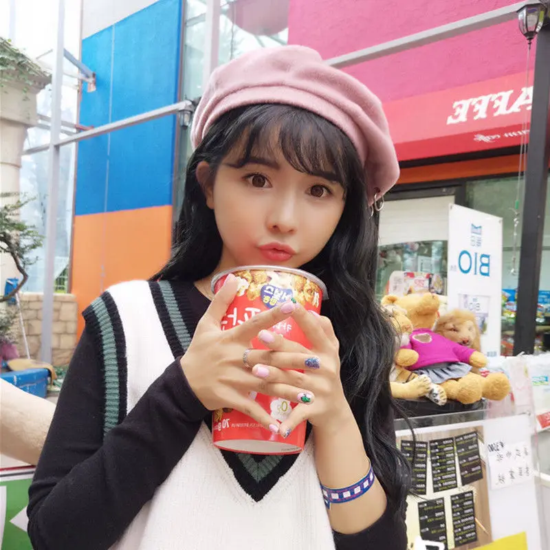 Женская зимняя шапка берет шерстяная и хлопковая смесь кепки осень 2018 брендовые