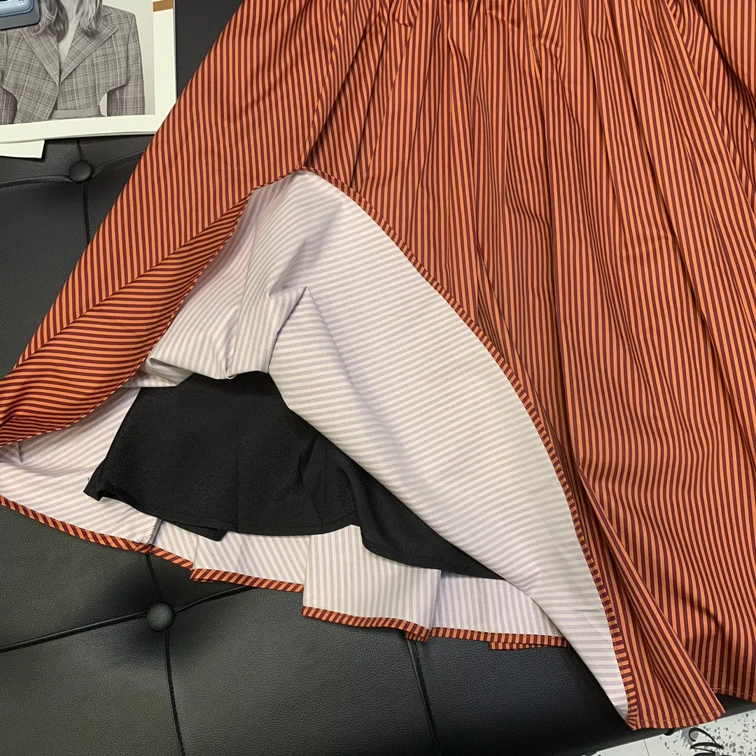 

2021 new women fashionable and sexy high-waisted big striped fluffy umbrella skirt 0327
