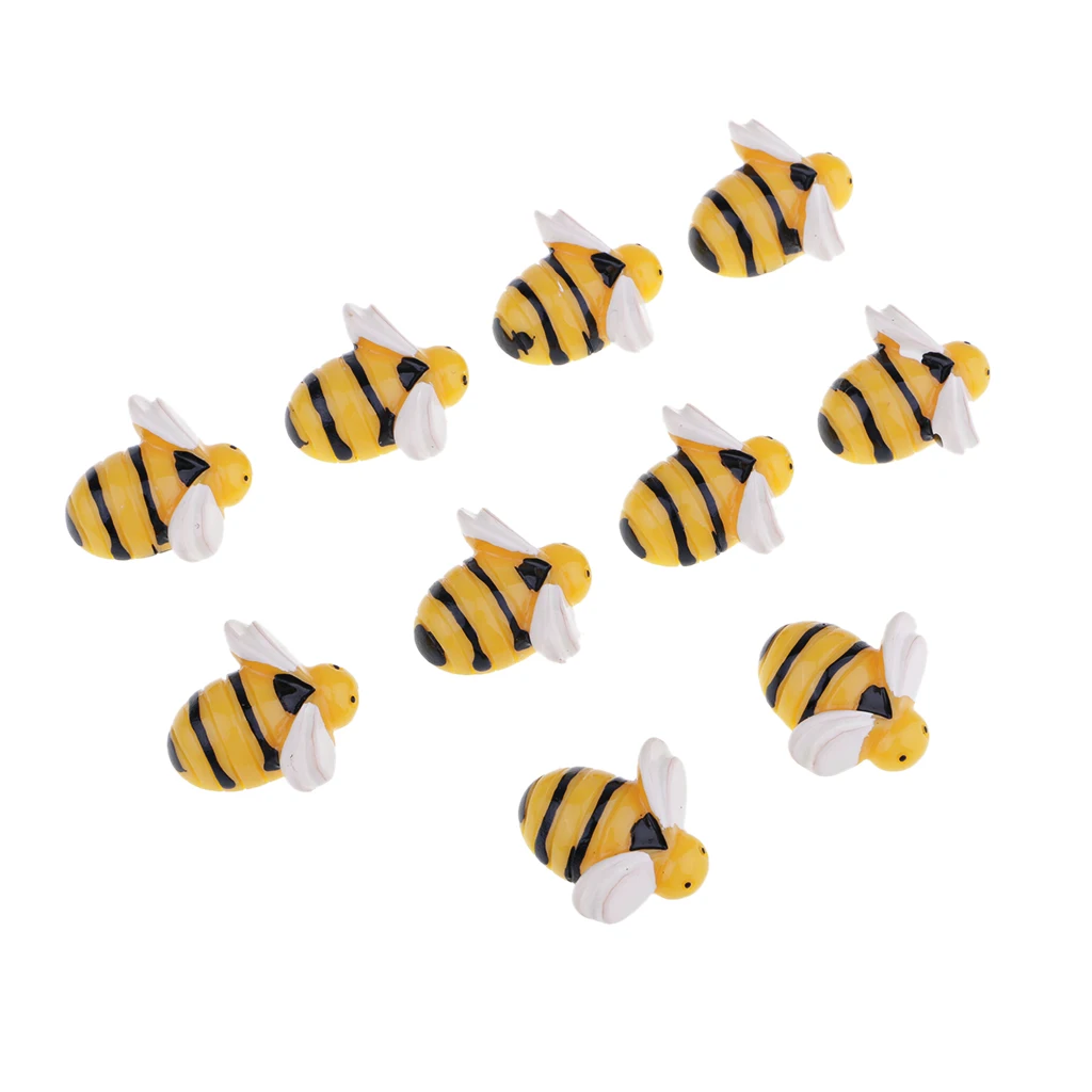 

10pcs Resin Flatback Embellishment Bee Shape for DIY Phone Case Decoration Dollhouse Miniature Garden Ornaments