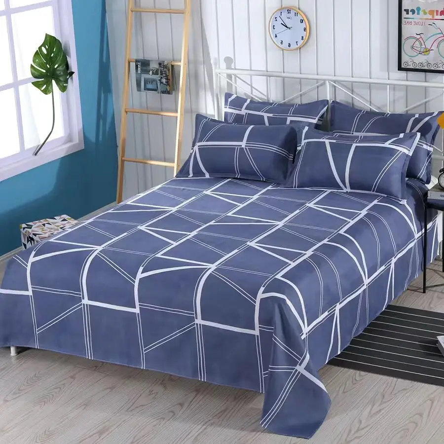 

2022 Luxury Soft Cotton Flat Sheet 3Pcs Colorful Silky Queen King Bed Sheets For Bedroom (Quilt cover not included)