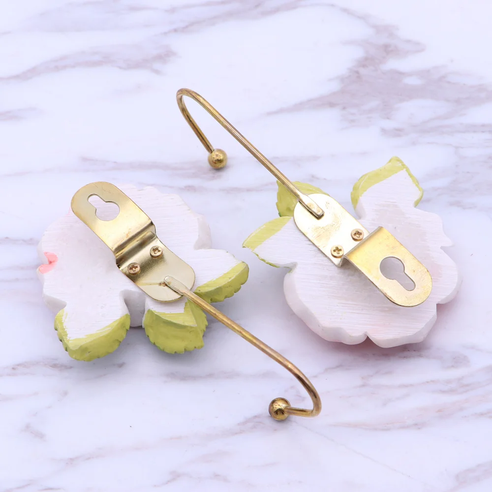 

2pcs Lovely Rose Decor Wall Mounted Towel Hanger Holder Organizer )