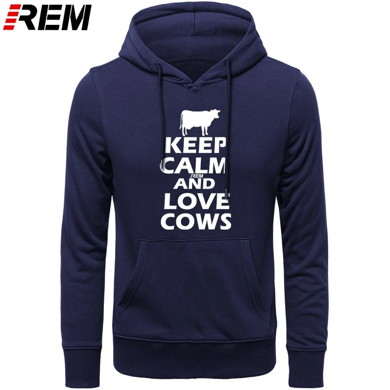 

Рабочие Рубашки с круглым вырезом и длинным рукавом, повседневные мужские толстовки с надписью Keep Calm and Love Cow, толстовки