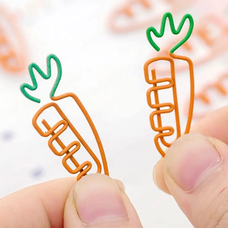 

6pcs Creative Kawaii Carrot Shaped Metal Paper Clip Pin Bookmark Stationery School Office Supplies Decoration