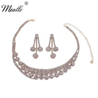 qyy fashion bridal jewelry sets gold color rhinestone wedding necklace and earrings set for women accessories bride prom gifts