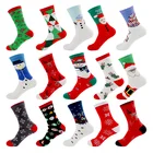 МужчиныЖенщины хлопковые Рождественские Носки с рисунком милые Санта Клаус Лось снег в стиле хип-хоп, забавные носки с зимняя новогодняя коллекция, носки, подарок на Рождество