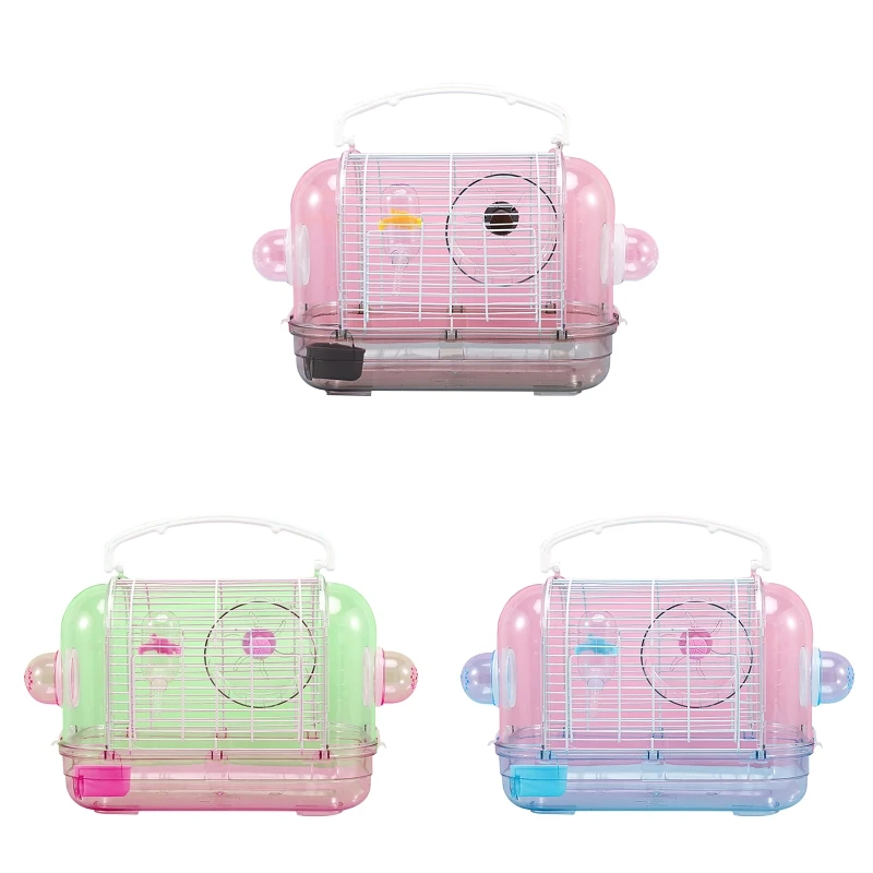

Hamster Cage Travel Carrier Portable Small Breathable Cage with Food Bowl Water Bottle Exercise Wheel 11.8x7.9x8.7 Inch for R7UA