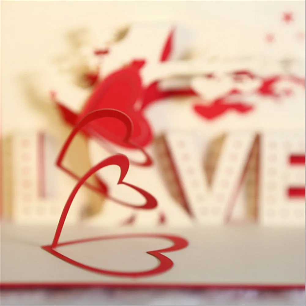 3D поздравительная открытка на день Святого Валентина ручная работа складная