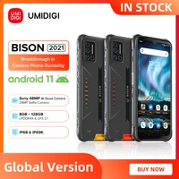 umidigi bison 2021 nfc android 11 smartphone ip68ip69k waterproof rugged phone 8gb128gb 48mp matrix quad camera fhd display