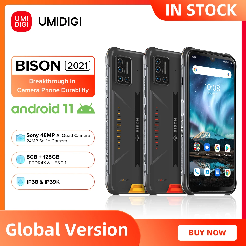 Смартфон UMIDIGI BISON 2021 8 + 128 ГБ Android 11 IP68/IP69K|Смартфоны| |
