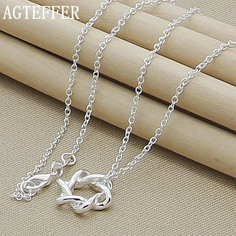 

AGTEFFER 925 Sterling Silver Six Star Pendant Necklace 18 Inch Chain For Women Wedding Engagement Party Fashion Charm Jewelry