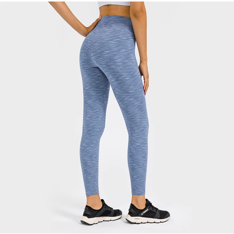 

25" Stripe Naked-feel No Front Seam Fitness Exercise Sports Leggings Women High Waist No Camel Toe Yoga Pants Gym Workout Tights