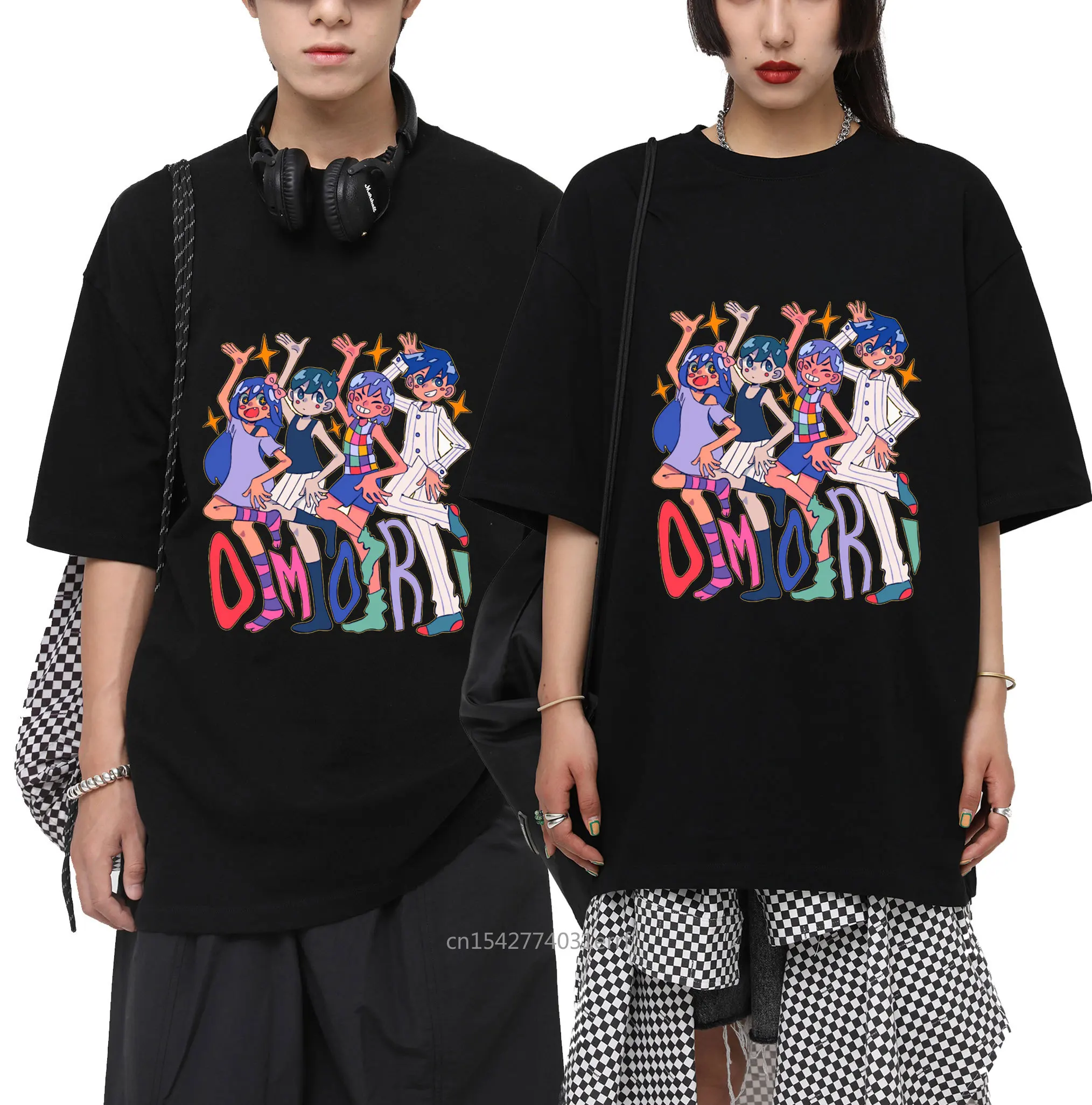 

Cute Cartoon Anime Tshirt Omori Graphics Print T-shirt New Oversized Loose Tees Psychological Horror Rpg Game T Shirts