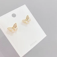 2021 high quality fashion 925 sterling silver post earrings butterfly crystal zircon earrings for women bridal wedding jewelry