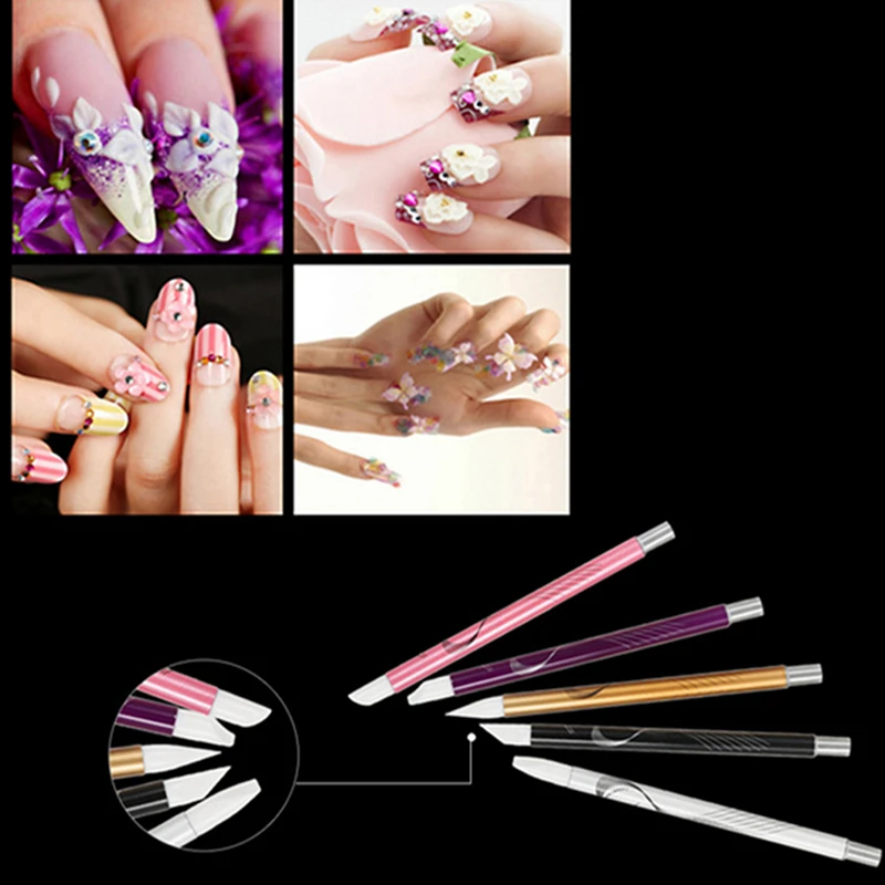 5 шт./компл. новинка металлическая силиконовая кисть для дизайна ногтей акриловая