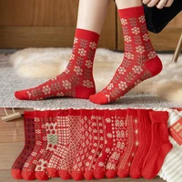 womens new year socks red socks women christmas gift socks cotton women socks luck red socks women