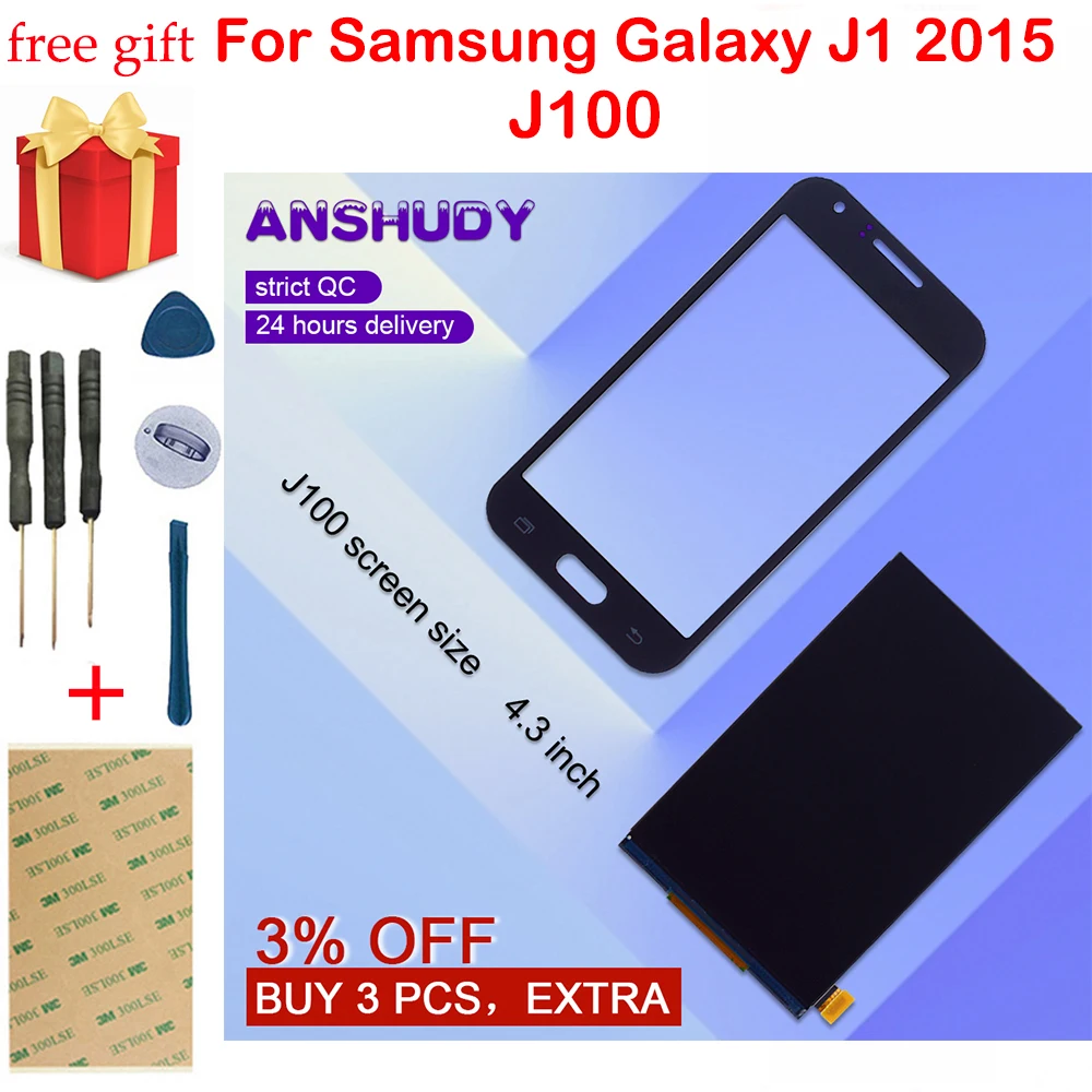 Для Samsung Galaxy J1 2015 J100 ЖК дисплей сенсорный экран дигитайзер комплект для J100F J00FN J100H