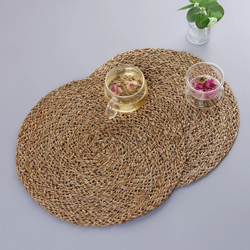 

Desktop Straw Cup Placemat Table Heat Resistant Eco-friendly Placemats Cushion Kitchen Gadget Tools1
