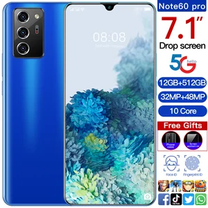 2021 Note60Pro 32+48MP 256GB/512GB 10 Core 5G Smart Phone MTK6889 7.1
Inch Full Screen Dual SIM+Micro SD Face ID Mobile Phone