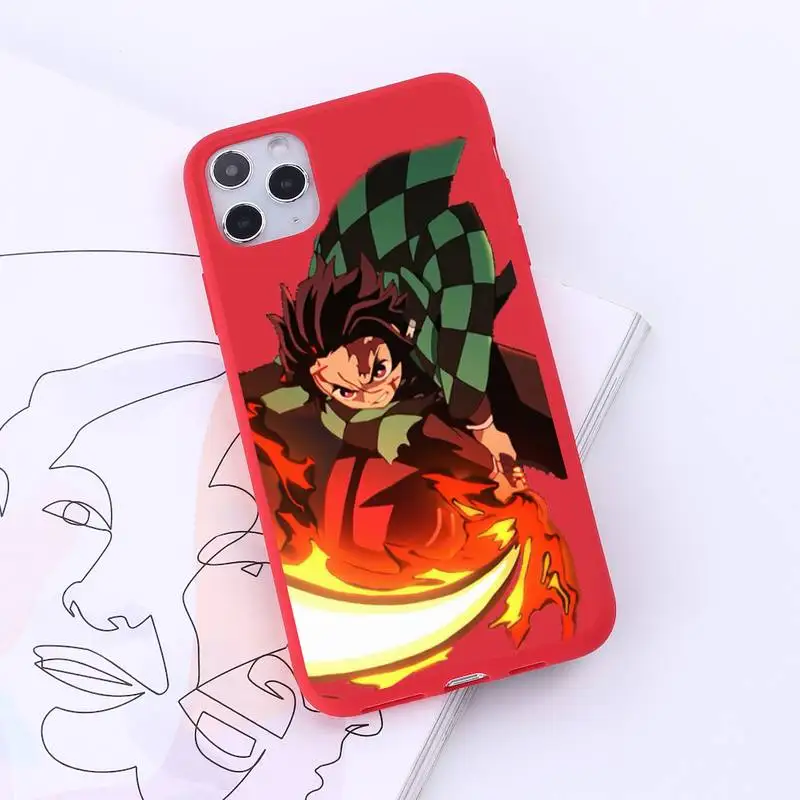 

Demon Slayer Comics Anime girl Phone Case Candy Color for iPhone 6 7 8 11 12 s mini pro X XS XR MAX Plus