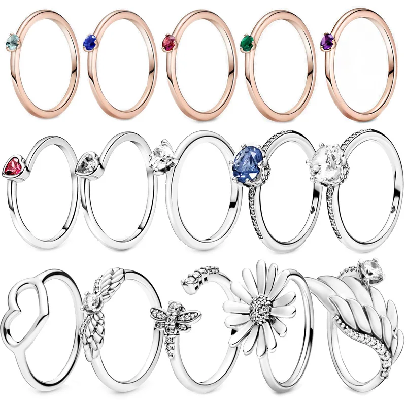 

2021 New Trendy 925 Sterling Silver Original Sparkling Heart Ring Collection Women Engagement Anniversary Fine Jewelry Rings