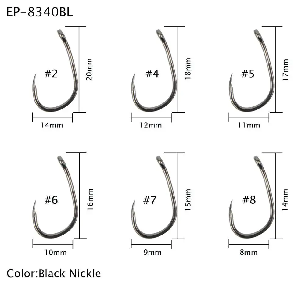 EP-8340BL Eupheng 100 шт. рыболовный крючок для ловли карпа супер сильный Ультра Острый широкий зазор Изогнутый длинный хвостовик - Цвет: EP-8340BL
