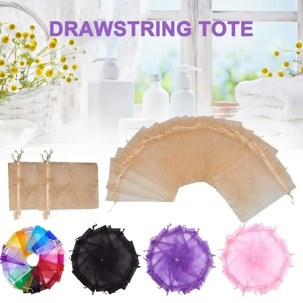 100 шт прозрачные шнурок мешок из органзы Прозрачной Органзы чехлов сетчатые
