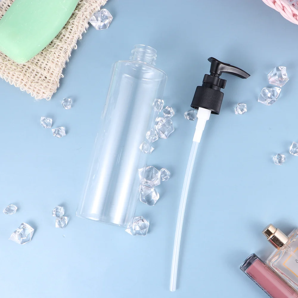 

6Pcs 250ml Press Pump Bottle Travel Subpackging Bottle Refillable Transparent Bottle (Random Pump Head Color)