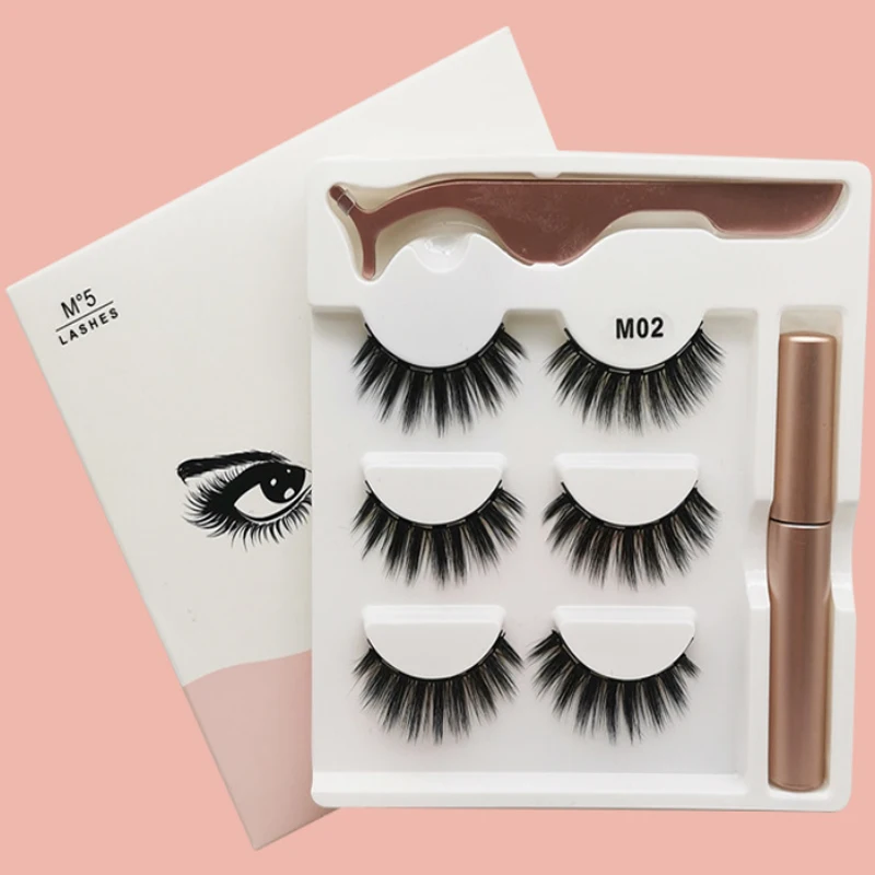 

Magnetic Eyelashes 3D Mink False Lashes magnetic eyeliner Waterproof Liquid Tweezers Set Lasting Handmade Eyelash Makeup Tool