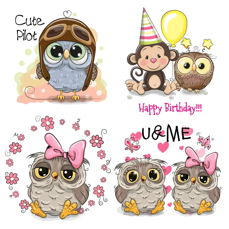 Наклейки на одежду с милыми животными из мультфильмов термоклейкие нашивки