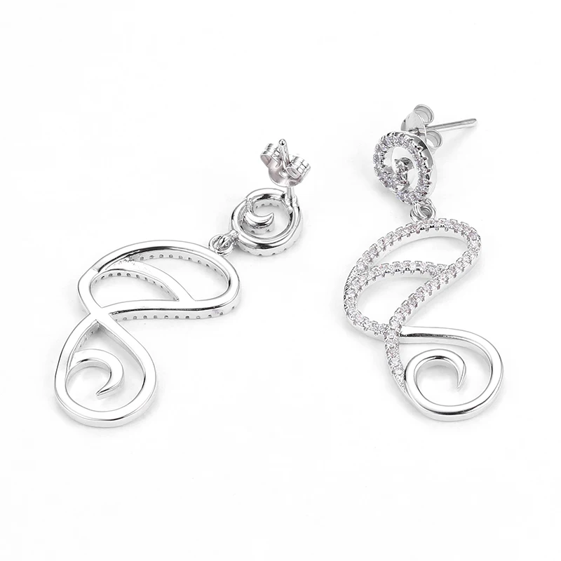 

Women Long Trendy Earrings Geometric Fashion Jewelry White Zircon Party LPE036