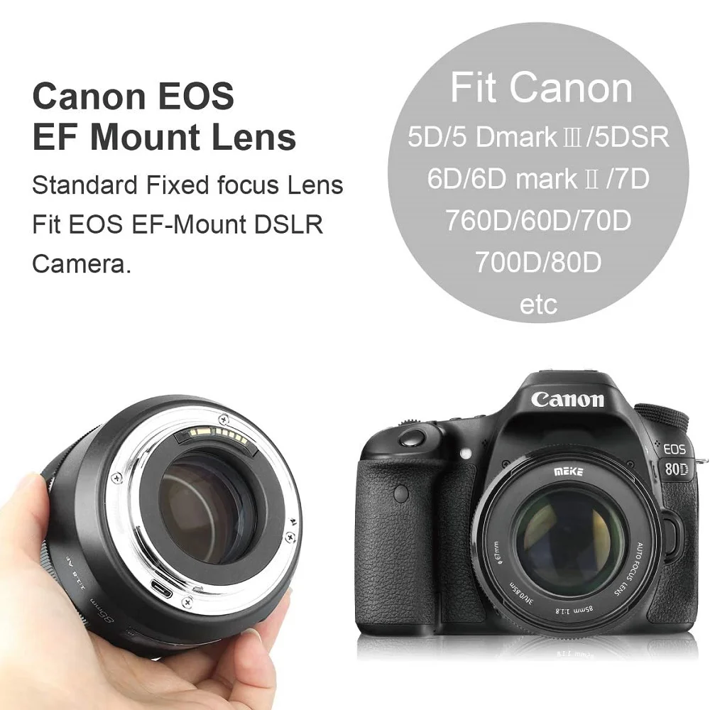Meike 85 мм f1.8 Полнокадровый объектив с автофокусом для Canon EOS EF Mount 60D 70D 800D 90D 5D2 5D3 600D